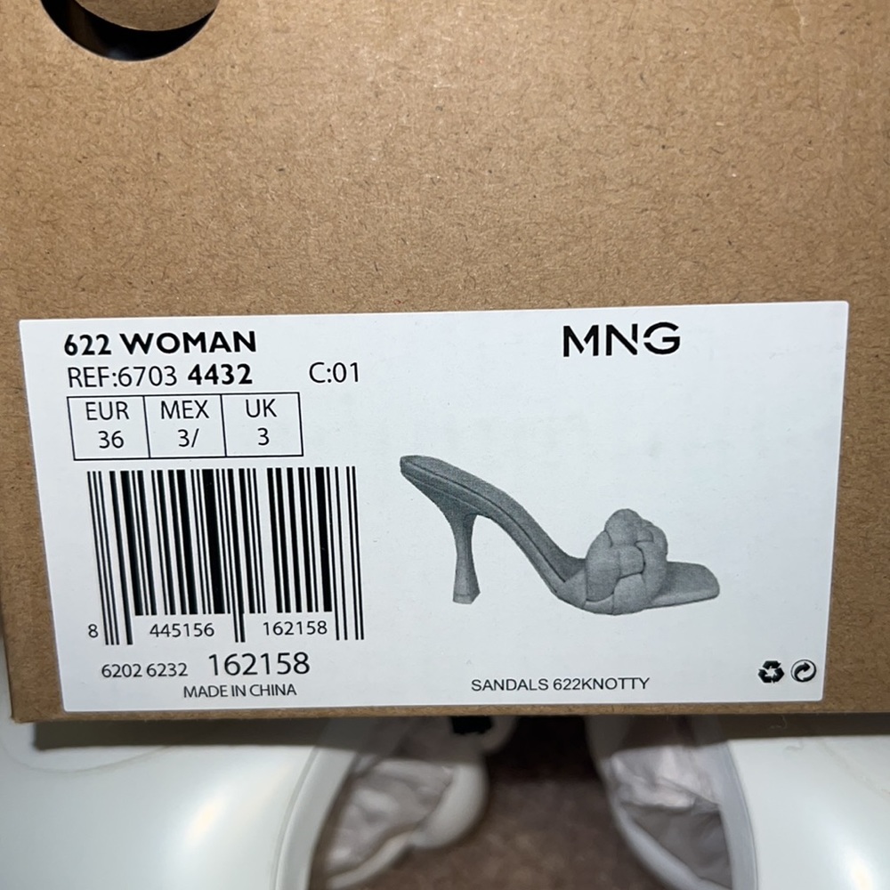 Mango leather braided design knotty mule sandals white - Picture 5 of 5